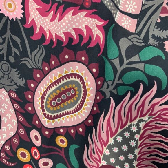 Loft Shirt Womens Large Sheer Long Sleeve Black Burgundy Paisley Boho - Picture 4 of 9